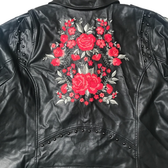 Torrid NWT faux leather floral embroidered moto - Picture 3 of 7